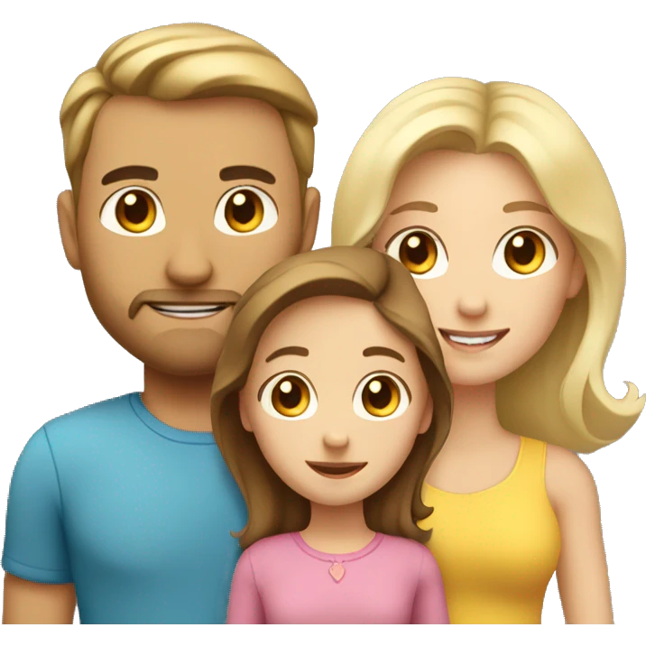 White family, 1 mom with brown hair, 1 dad with Blonde hair, 1 girl with blonde hair emoji