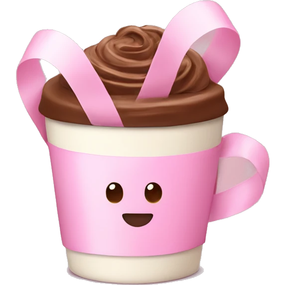 Soft pink ribbon mocha emoji