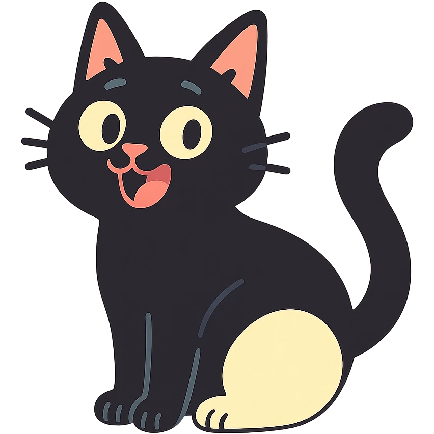 black cat with white bottom emoji