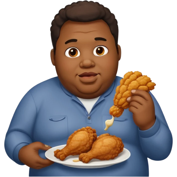 Fat black guy eating chicken  emoji