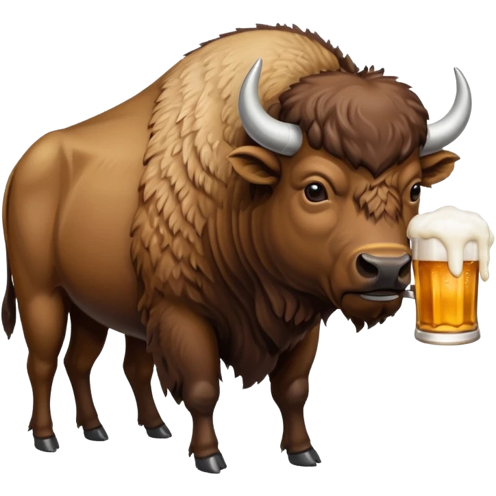 Een bizon die heel veel bier drinkt emoji
