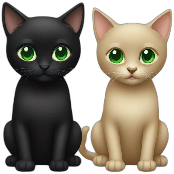Two black cats with green eyes emoji