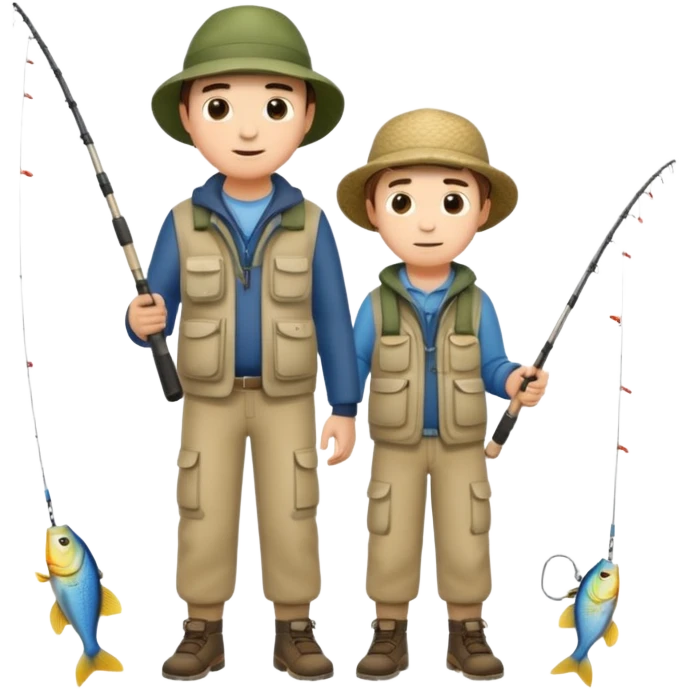 father and son fishing, full body emoji