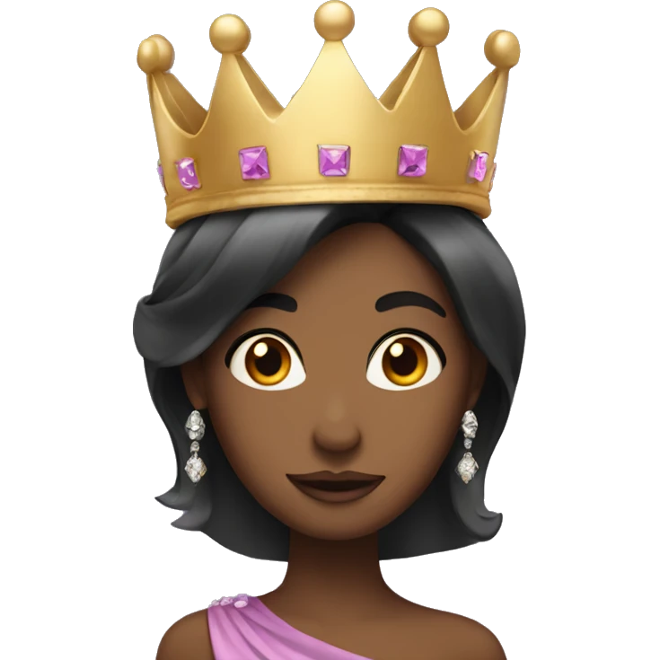 Diva with a crown, dark hair and pretty  emoji