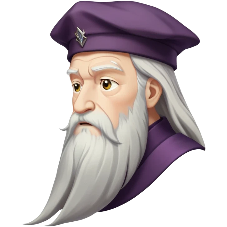 upset Dumbledore side profile with long white beard emoji
