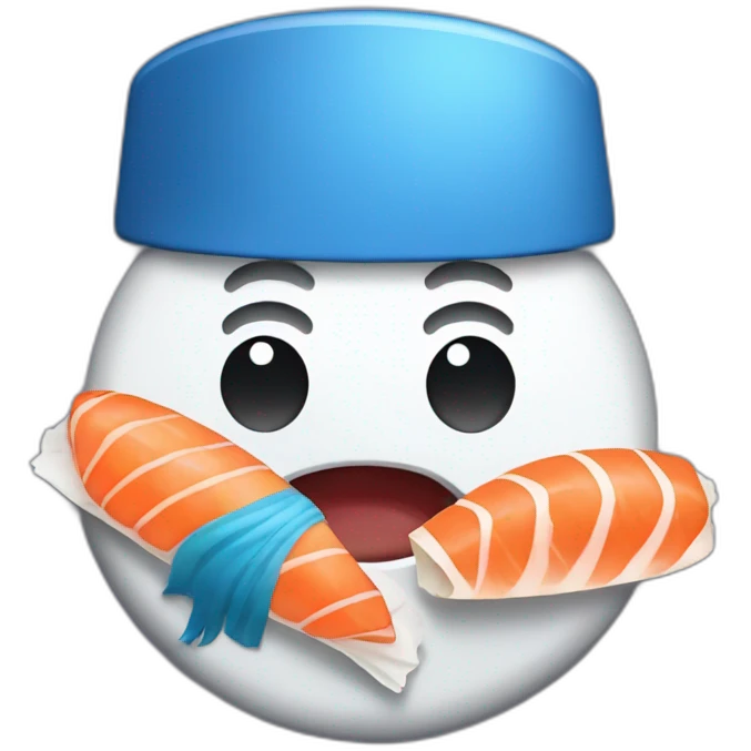 Chat bleu qui mange des sushis emoji