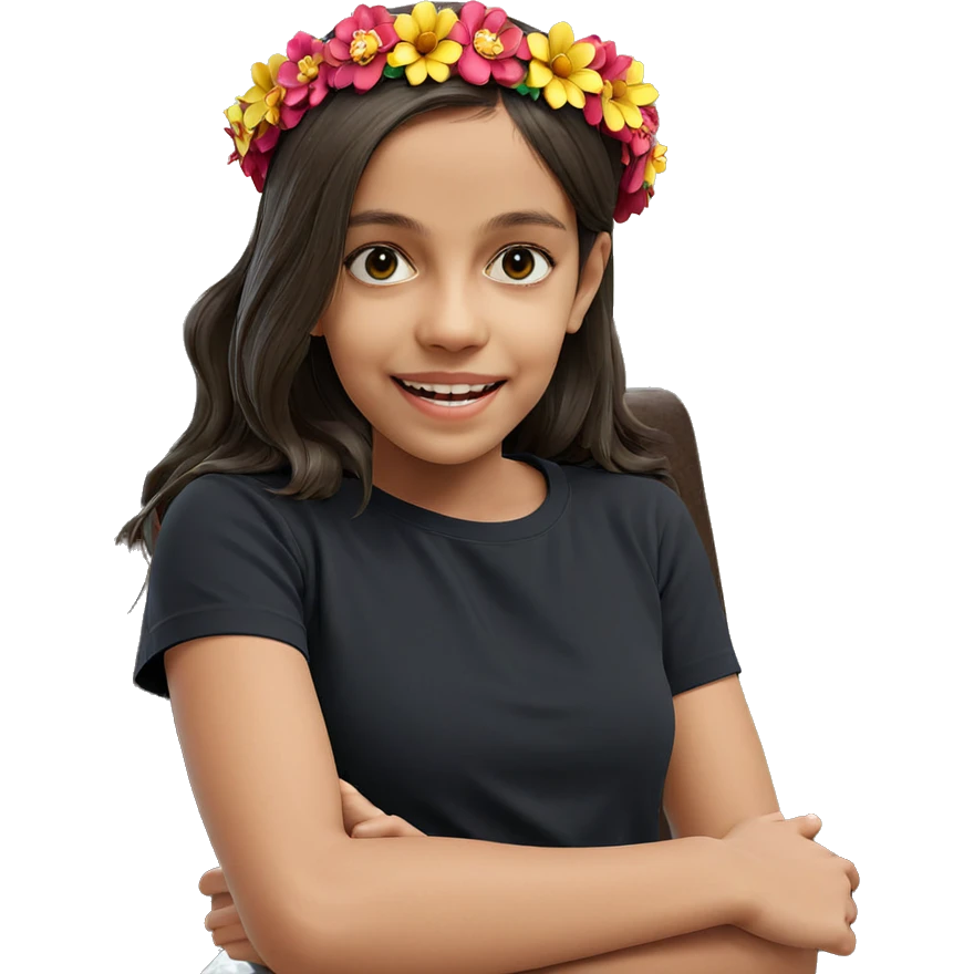 smiling girl with flower crown emoji