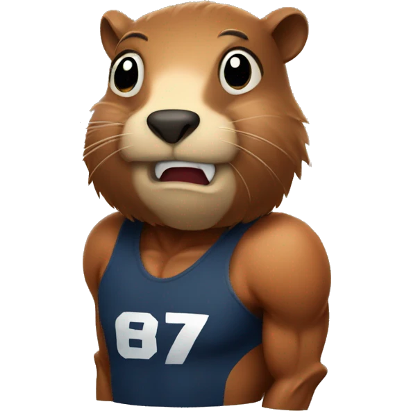 Sports beaver with muscles emoji