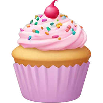 pastel pink cupcake, with colorful sprinkles on it emoji