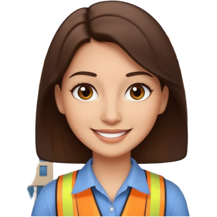 Arquitecta ojos marrones oscuros pestañas pelo marron por los hombros sonrie emoji