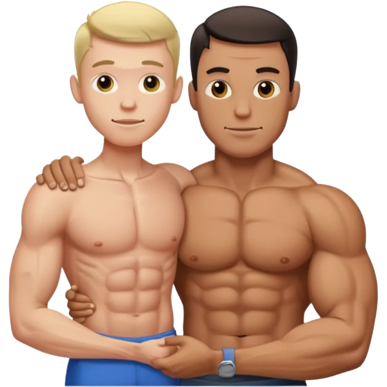 Man with big muscles holding a really skinny man  emoji