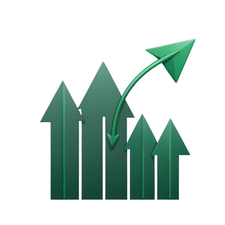 white chart with dark green ascending arrow, modern minimalism emoji