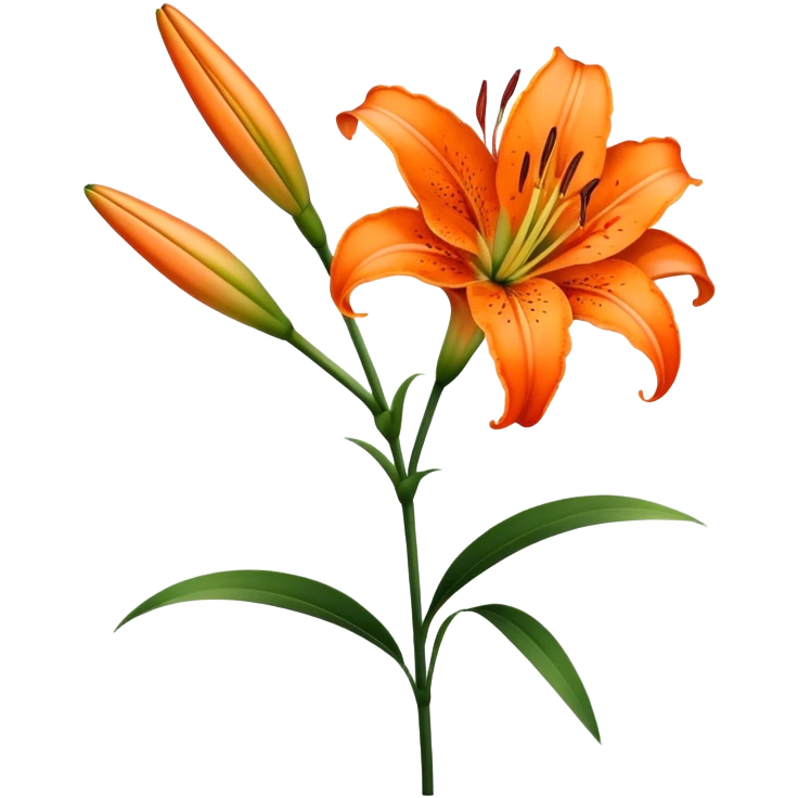 single Bright Orange Oriental Lily, straight stem emoji