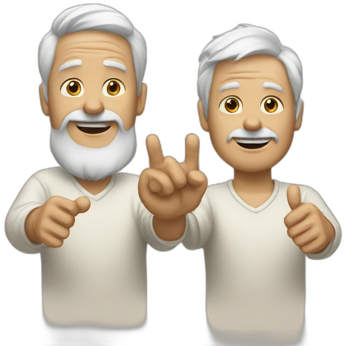 two old white best friends one hand up no mustache emoji