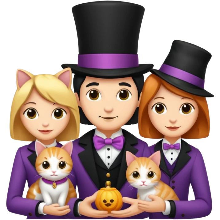 magician couple and their pet cat emoji