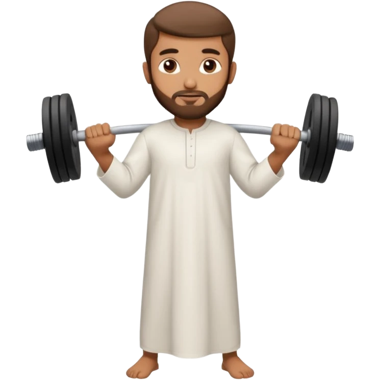 brown muslim man pushing weight wearing thobe  emoji
