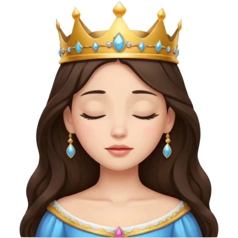 a brunette hair beautiful princess closing her eyes calmly emoji