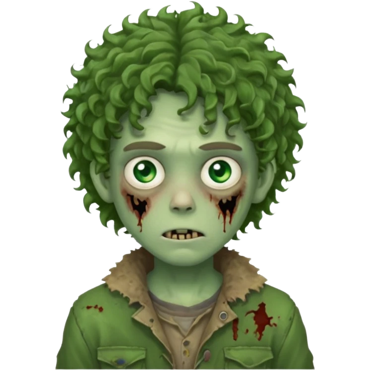 Boy zombie with curly hair emoji