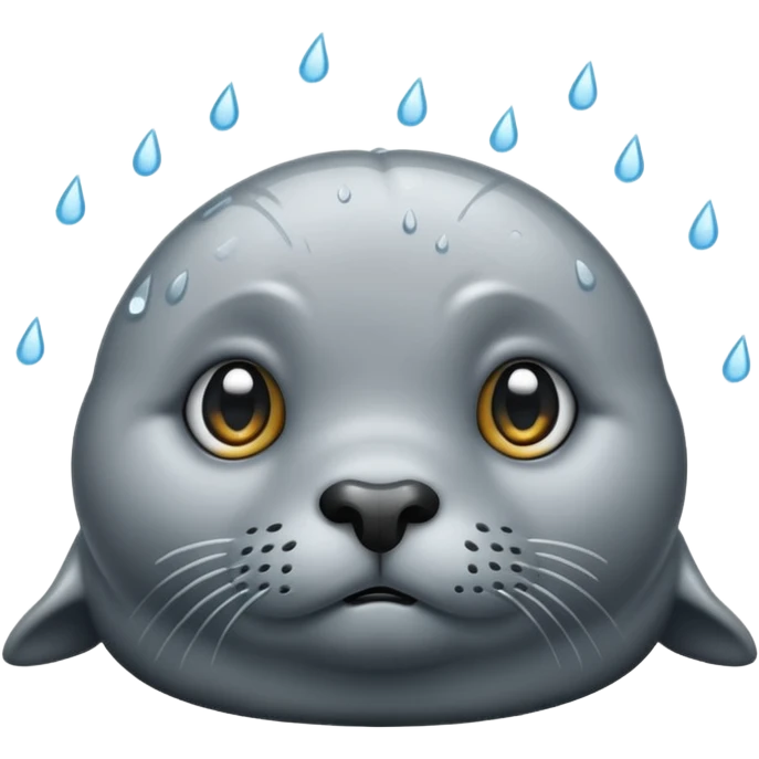 Sad seal in the rain emoji