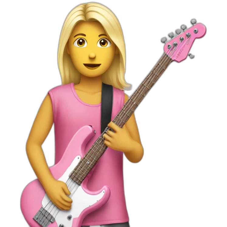 long-blond-bassguitar-player-pink-clothes-pink emoji