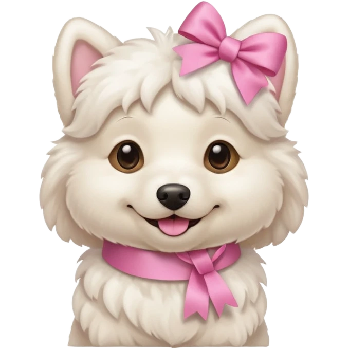 white dog with pink ribbon emoji