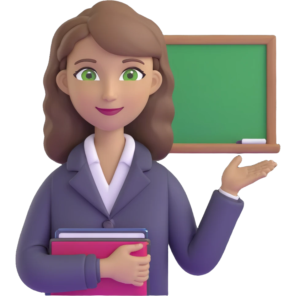 happy teacher with light brown hair and green eyes emoji