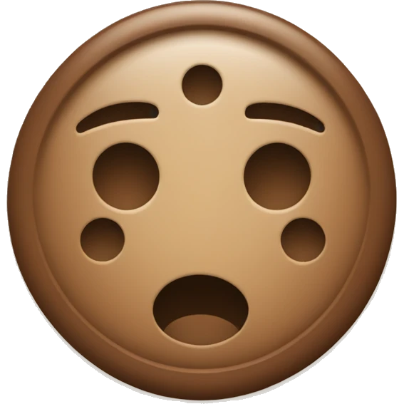 create a single button with 4 holes inside it in brown color emoji