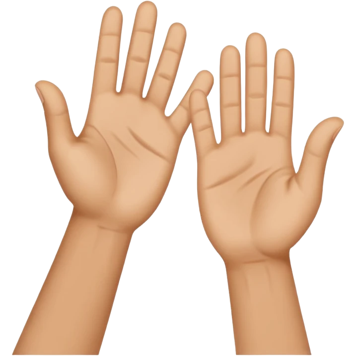 Face with person giving themselves a high five. hands should be touching with visual showing a clap emoji