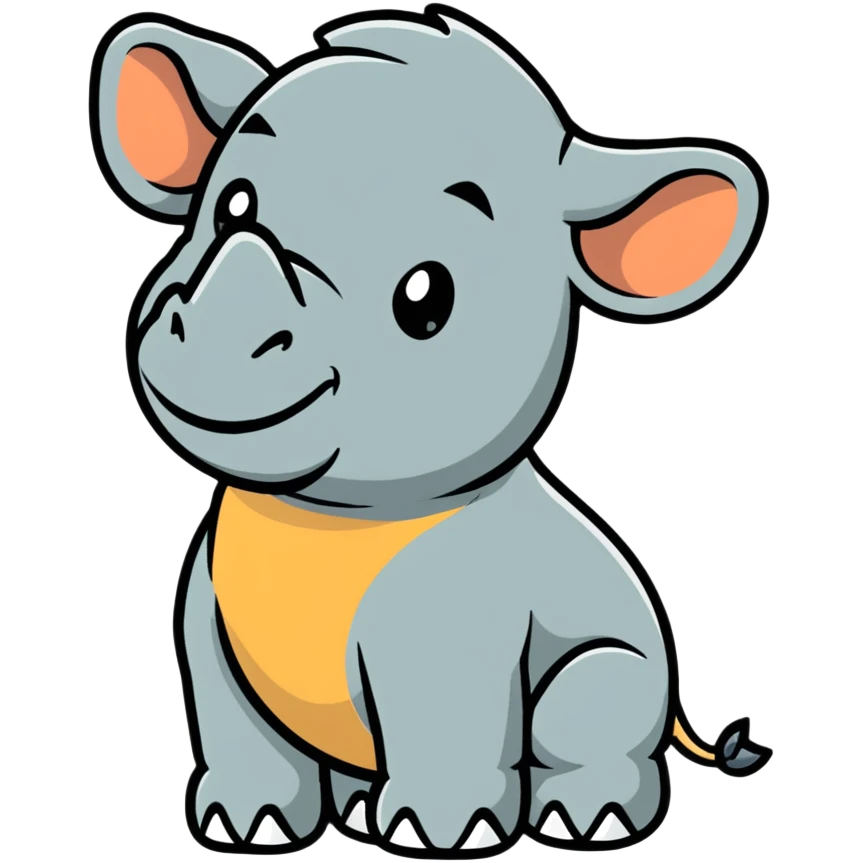 playful rhino character in colorful style emoji