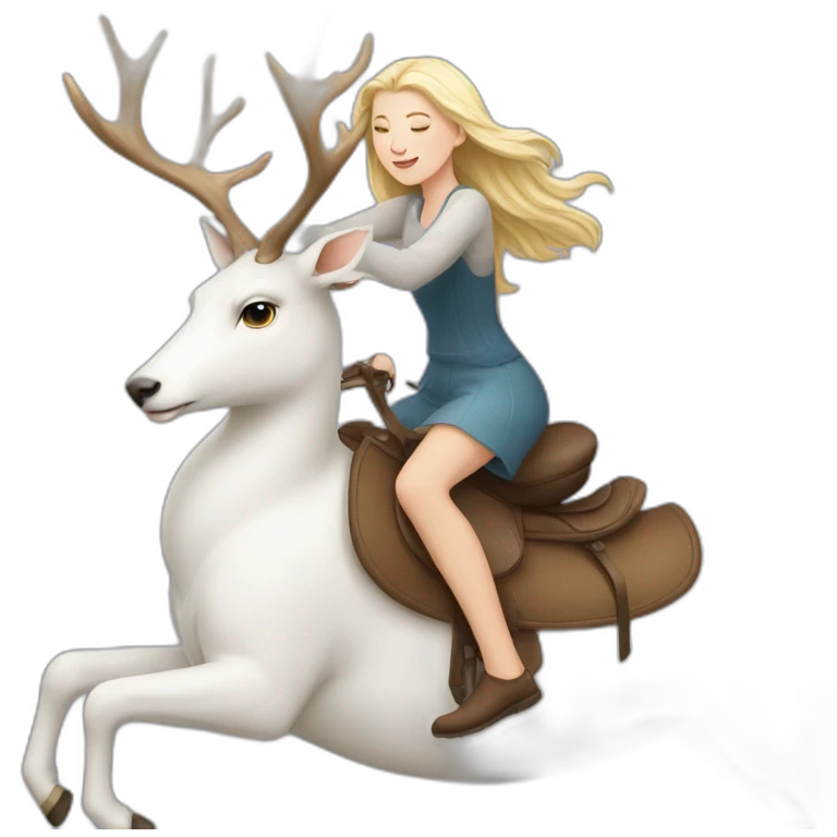 A white girl riding the White deer emoji