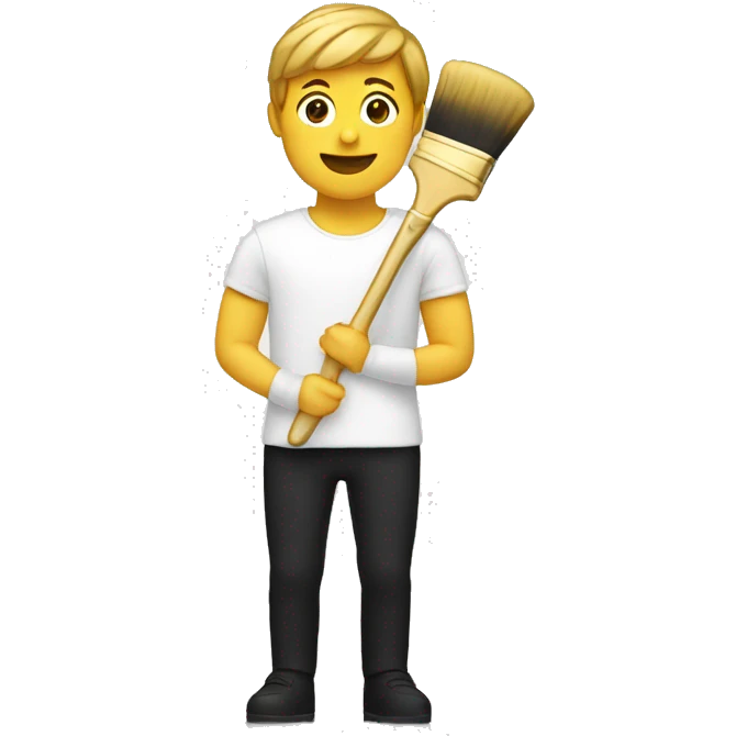 Person holding a golden brush in white and black clothing with a straight position and chin up emoji