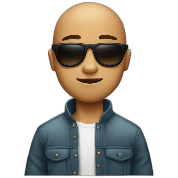 Teenager with bald, wearing sunglasses, handsome, have some muscular, beard emoji