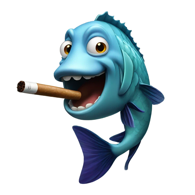 Fish smoking cigar emoji