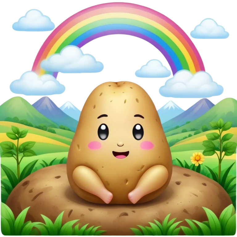 rainbow kawaii meditating potato landscape emoji