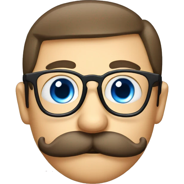 moustache, eyeglasses and blue eyes emoji