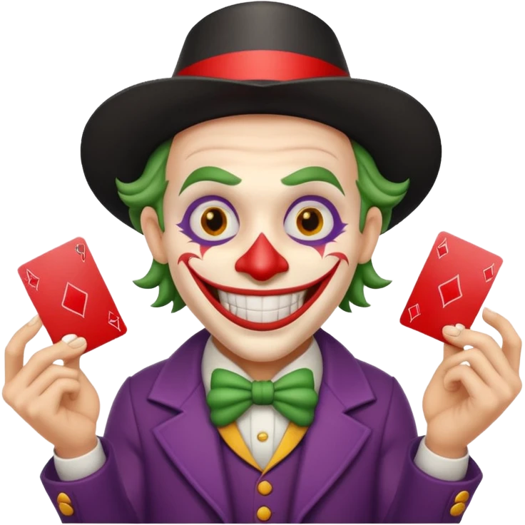 bunch of cards with a crazy jolly joker emoji