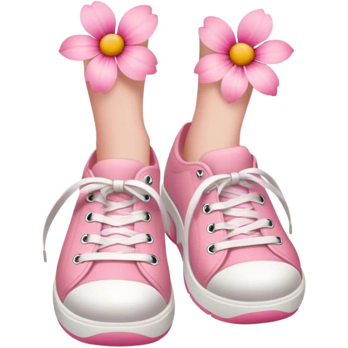 Pink flowers wearing shoes emoji