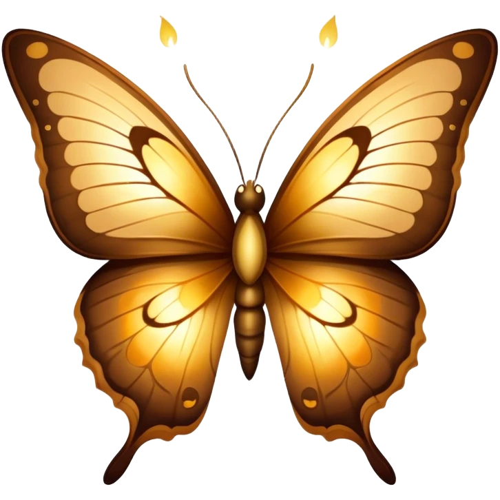 A warm-toned butterfly with golden-brown wings, softly illuminated by candlelight.
 emoji