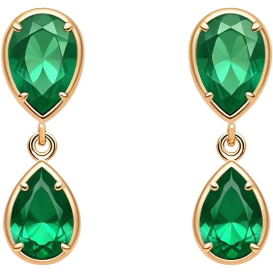 A medium size pair of bold cute earrings in  rich emerald green, sleek modern design emoji