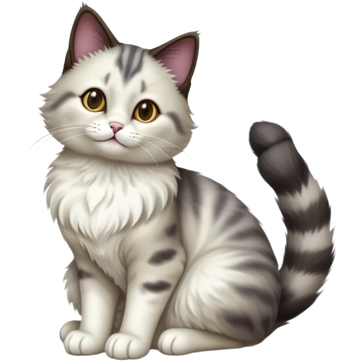 cinematic-[showshoe cat]-realistic-full-body-sitting-emoji,-tail-curled-playfully-around-its-paws,-head-tilted-dramatically,-fluffy-fur,-simplified-yet-realistic-focused-features,-highly-detailed,-glowing-with-an-almost-sarcastic-glow emoji