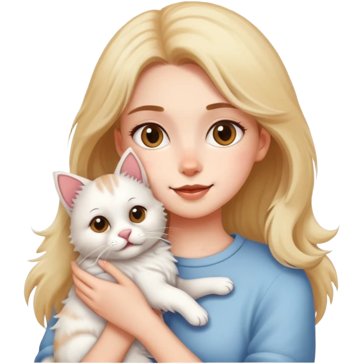 Girl holding a cat and a dog emoji