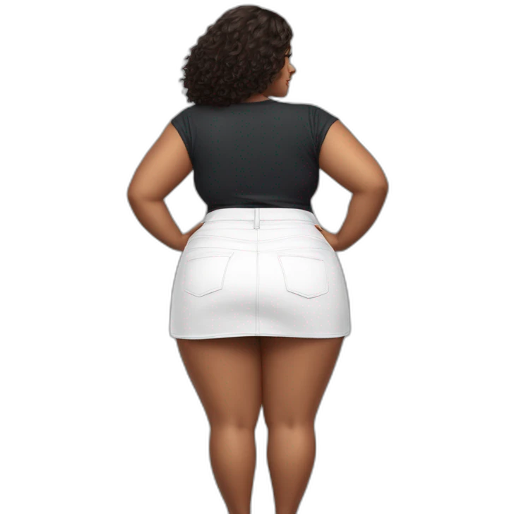 full-body-curvy-beauty-in-a-short-wide-skirt-hurricane-white-knickers rear view emoji