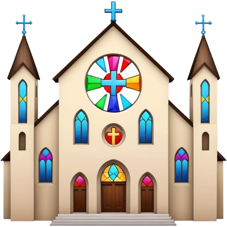 Catholic church with cross and colourful glass windows emoji