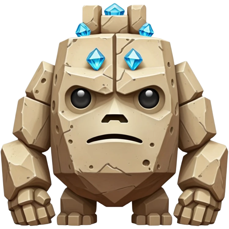 A sentient sandstone colossus with hollow chambers inside its body where rare geometric crystals grow, able to reshape its limbs and filter the desert winds through its porous form to extract moisture. body only, without background. emoji