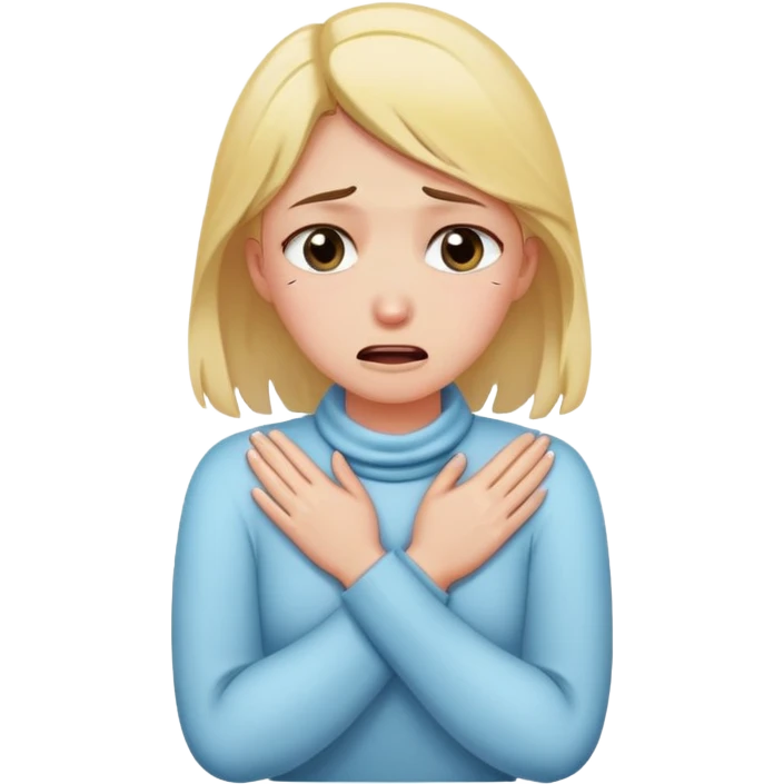 girl with hands crossed around her neck crying emoji