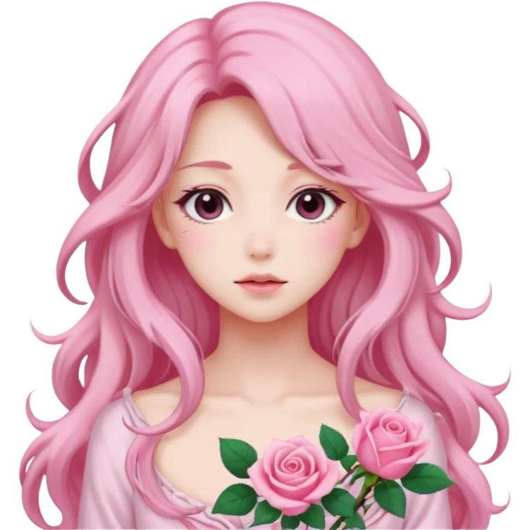 Pastel pink anime lady roses emoji