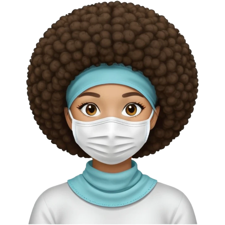 girl with an Afro with a face mask  emoji