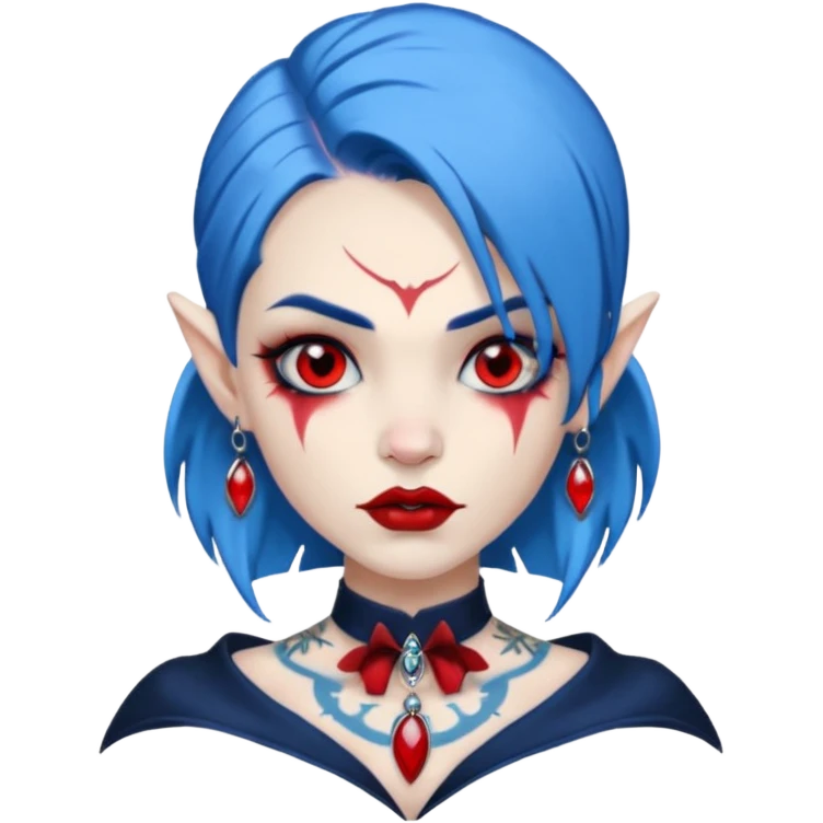 wampire with blue hair and face tattooed and extra big earing emoji