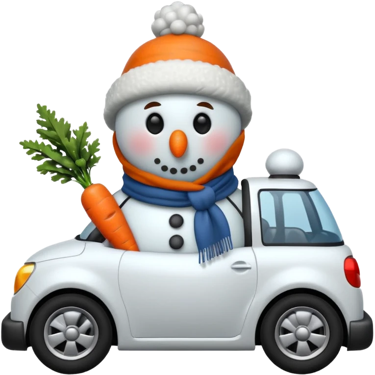 snowman driving a car emoji