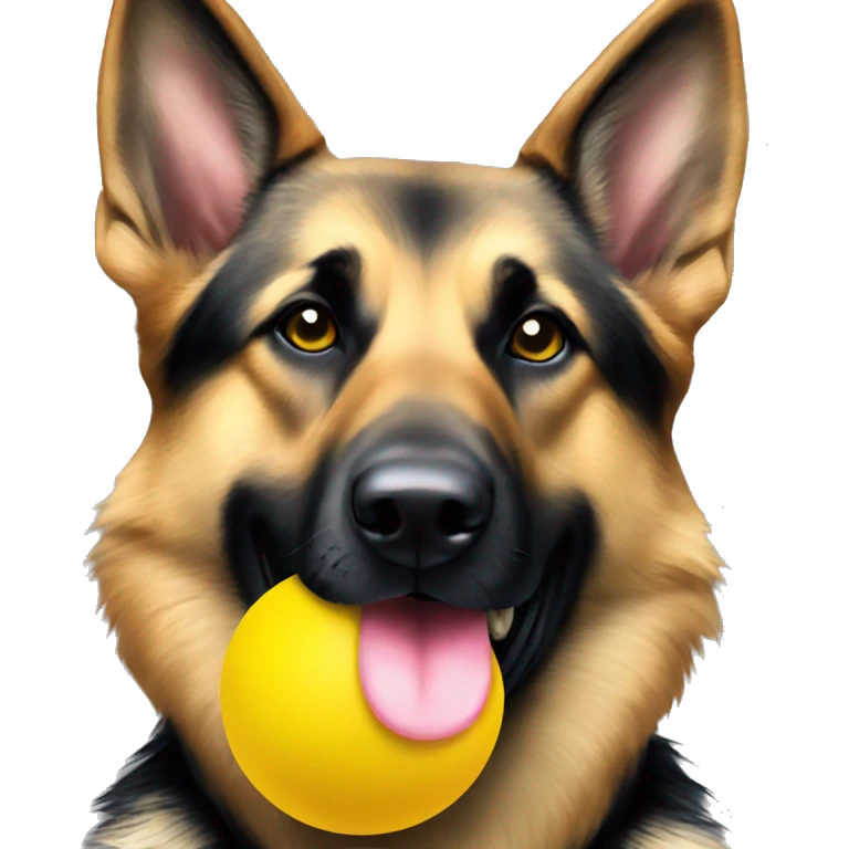 German Shepard yellow ball in mouth  emoji